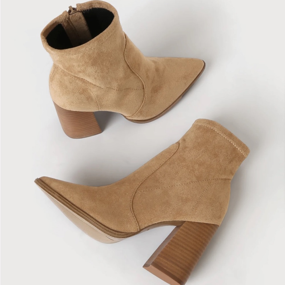 Steve Madden Touchdown Tan Suede Pointed-Toe Booties Western Ankle Boots 8.5